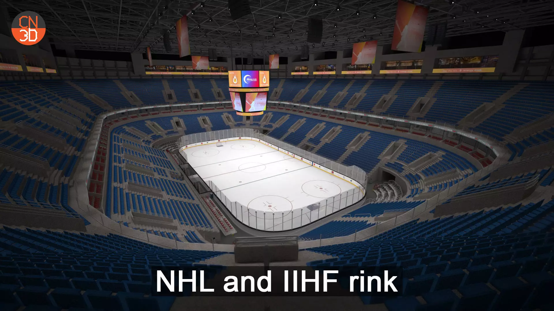 NHL and IIHF Ice Hockey Arena - interior - low poly Low-poly 3D model_0
