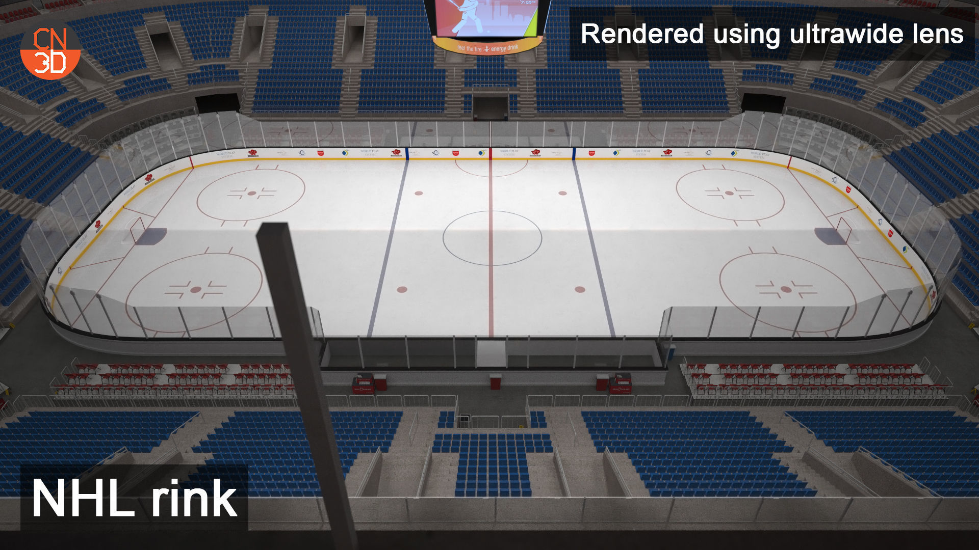 NHL and IIHF Ice Hockey Arena - interior - low poly Low-poly 3D model_6