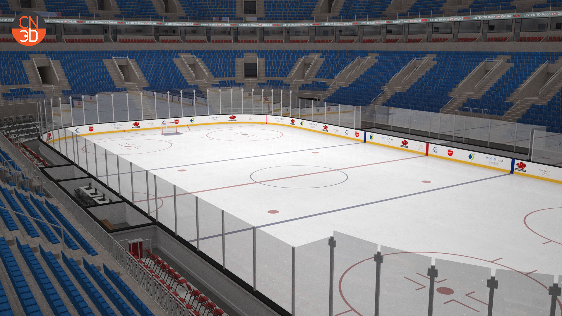 NHL and IIHF Ice Hockey Arena - interior - low poly Low-poly 3D model_13