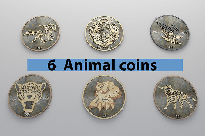 Coins collection 1 eagle on wall Low-poly 3D model
