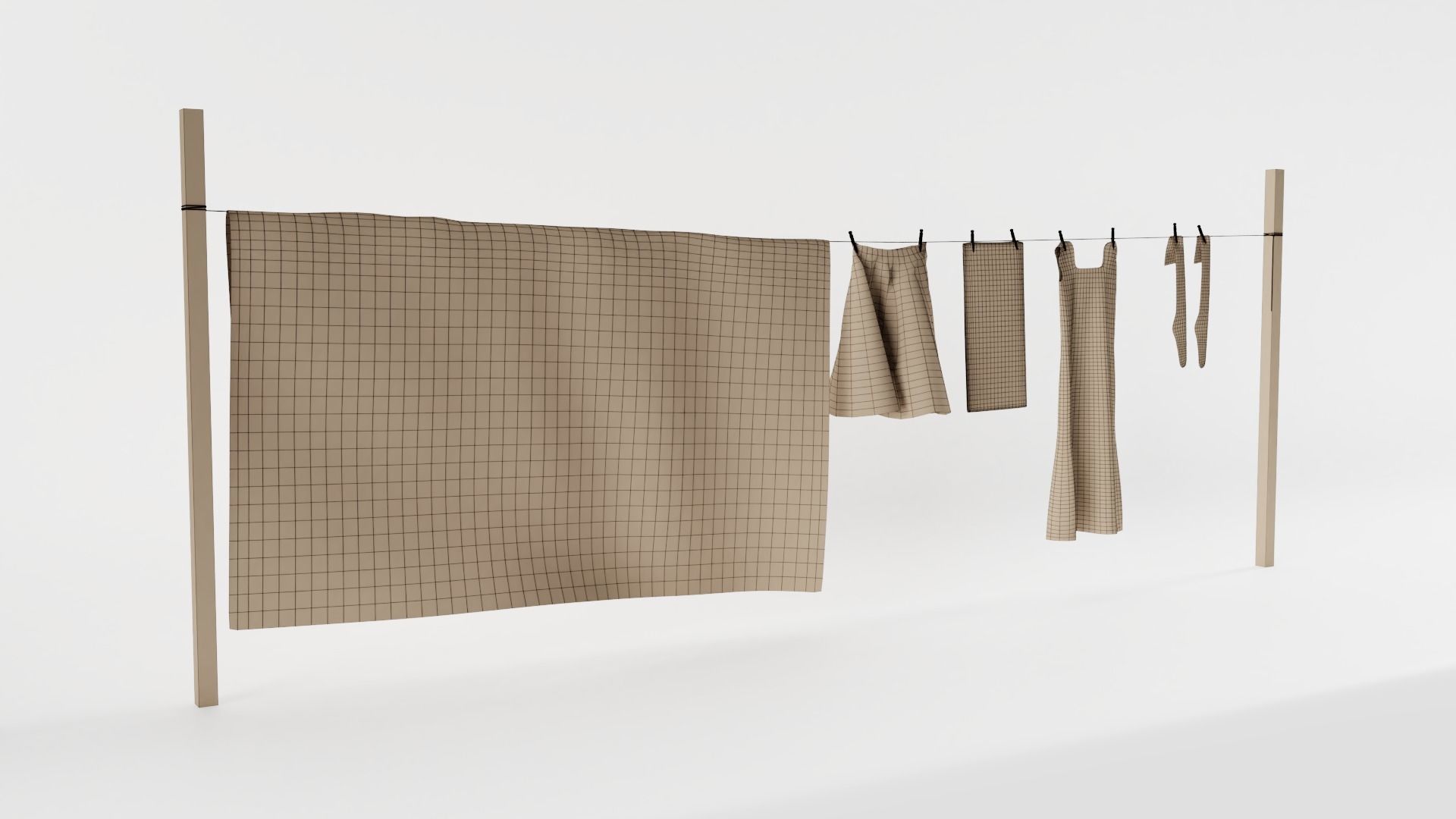 Old Clothes Line 3D model_3