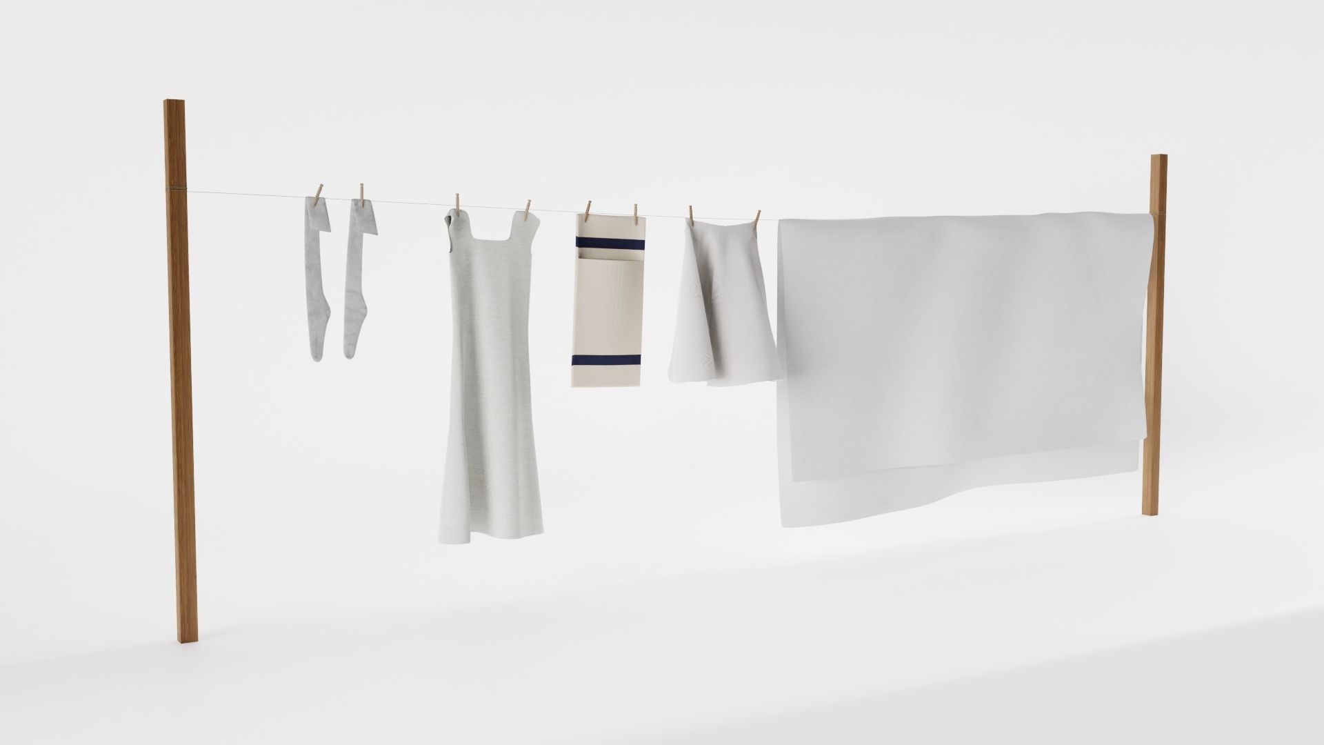 Old Clothes Line 3D model_1