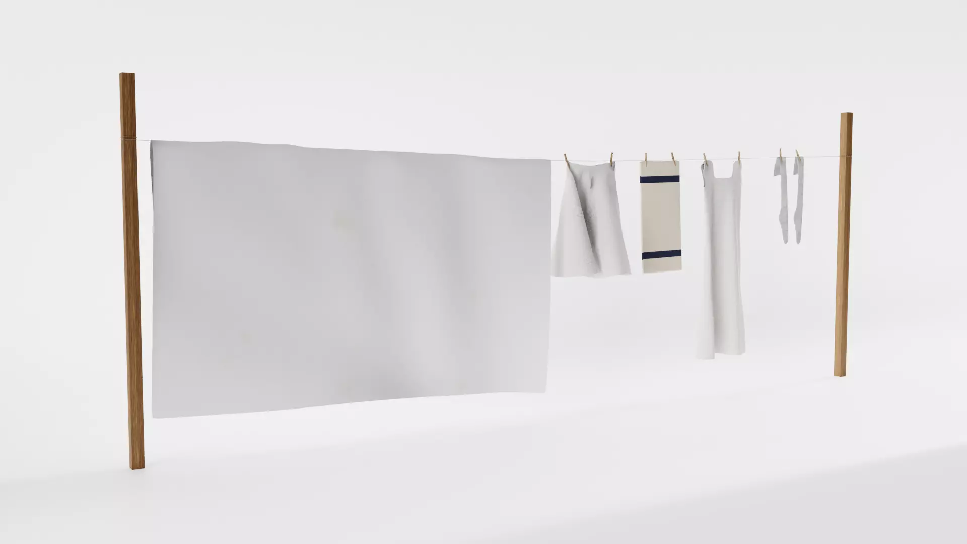 Old Clothes Line 3D model_0