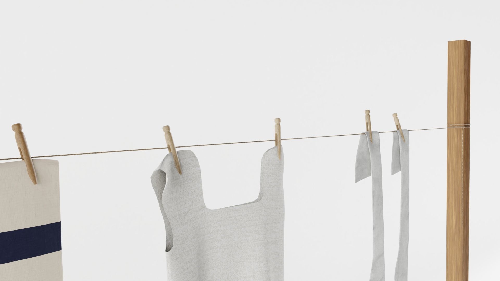 Old Clothes Line 3D model_2