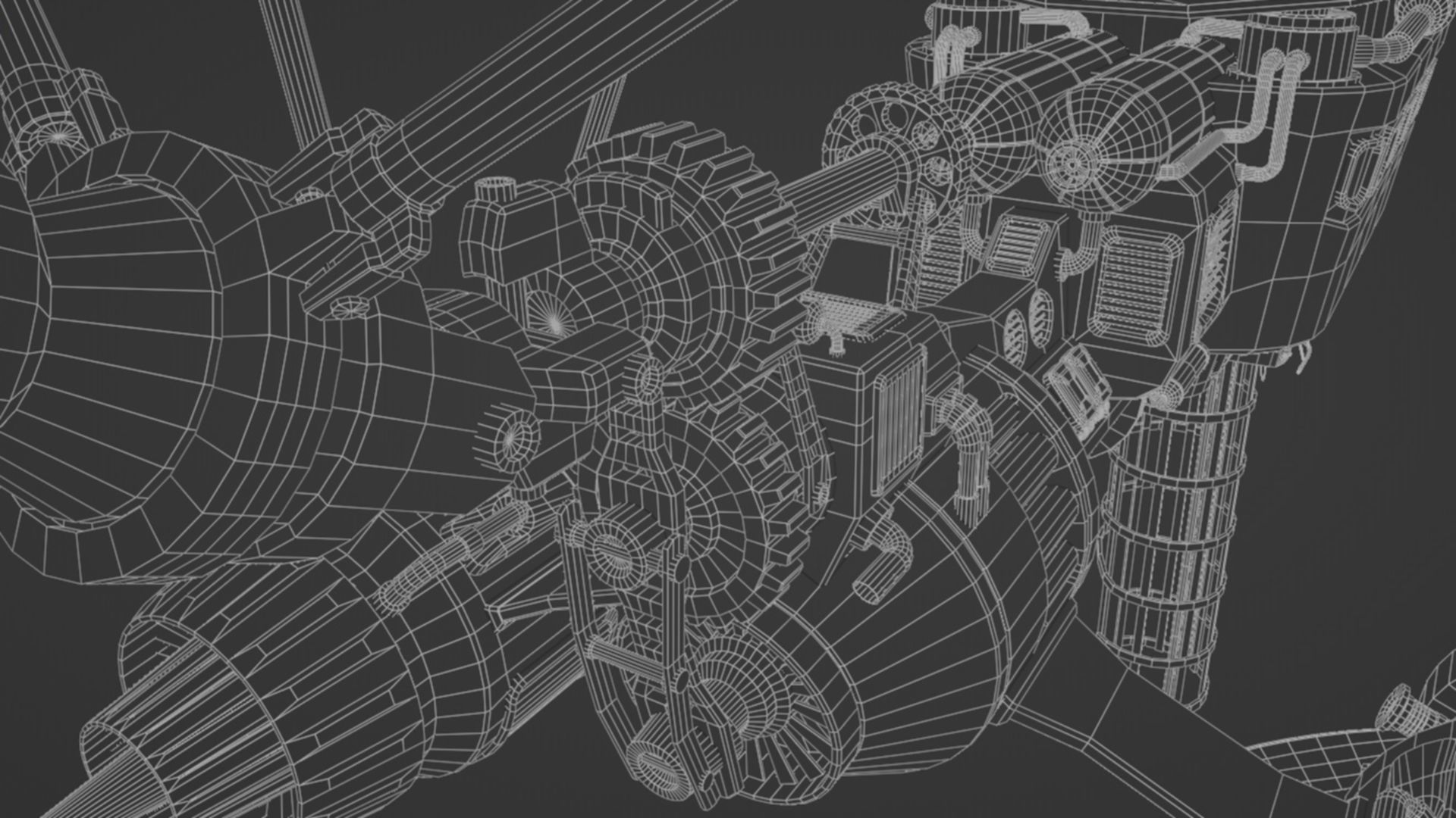 Low-Poly Airship steampunk hot air balloon 3D model_14