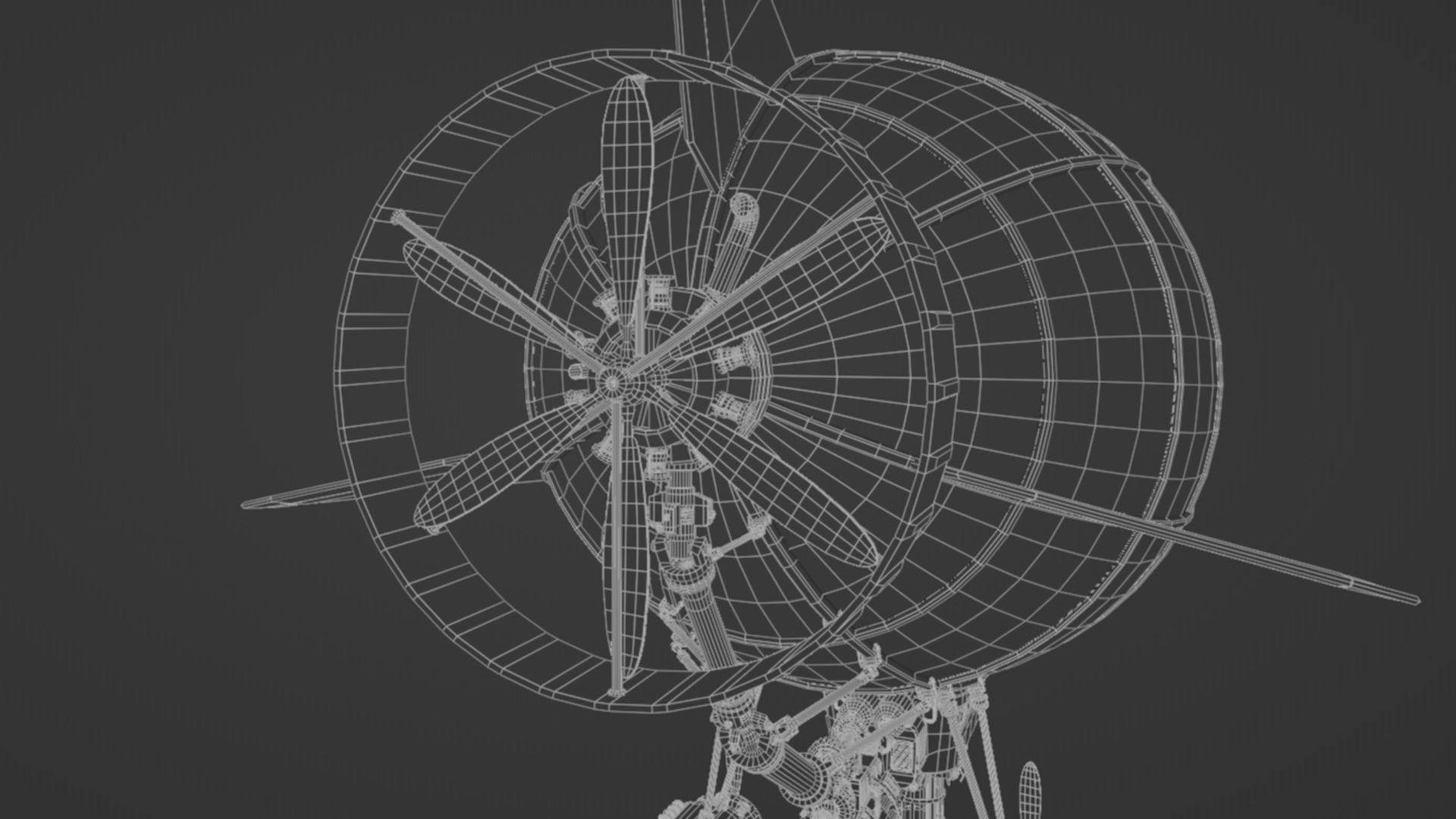 Low-Poly Airship steampunk hot air balloon 3D model_10