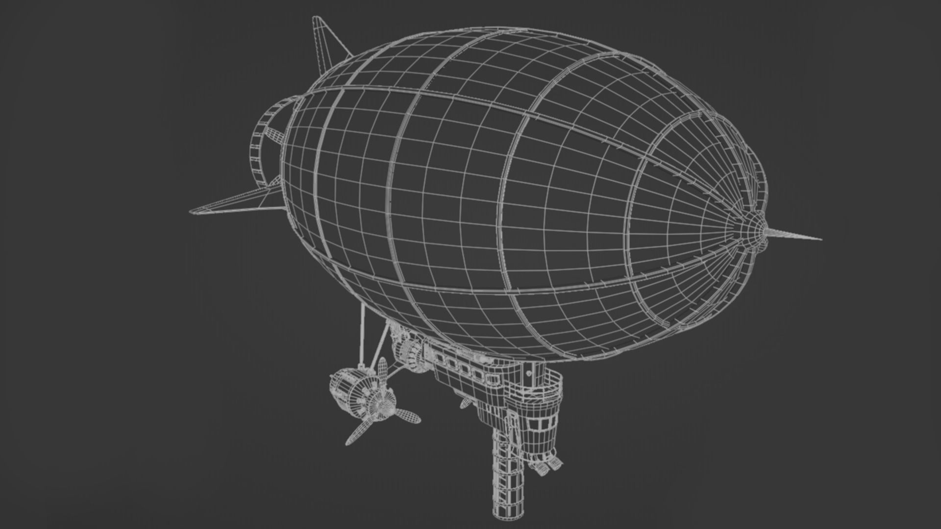 Low-Poly Airship steampunk hot air balloon 3D model_7