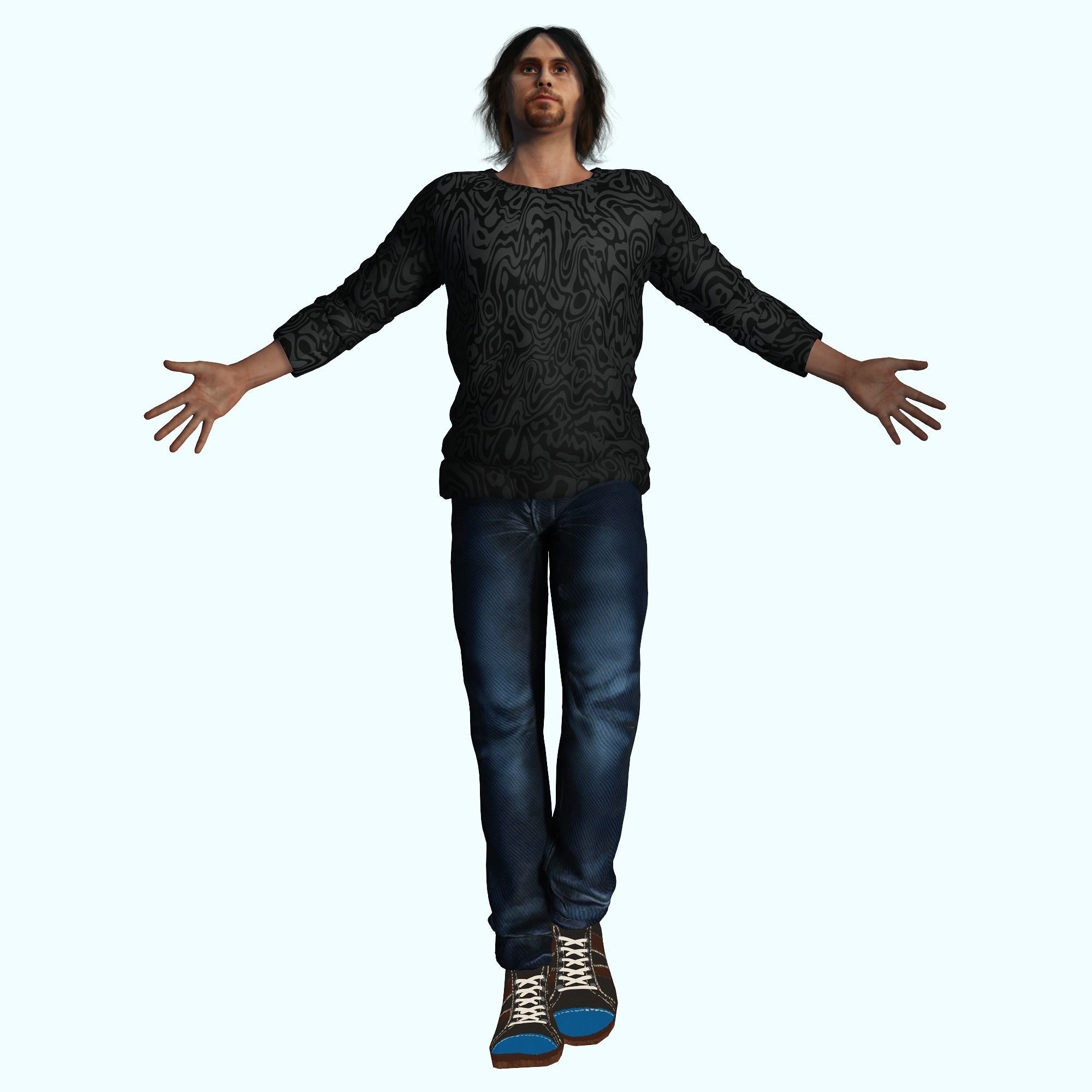 Jared Leto 3D Rigged model ready for animation Low-poly 3D model_3