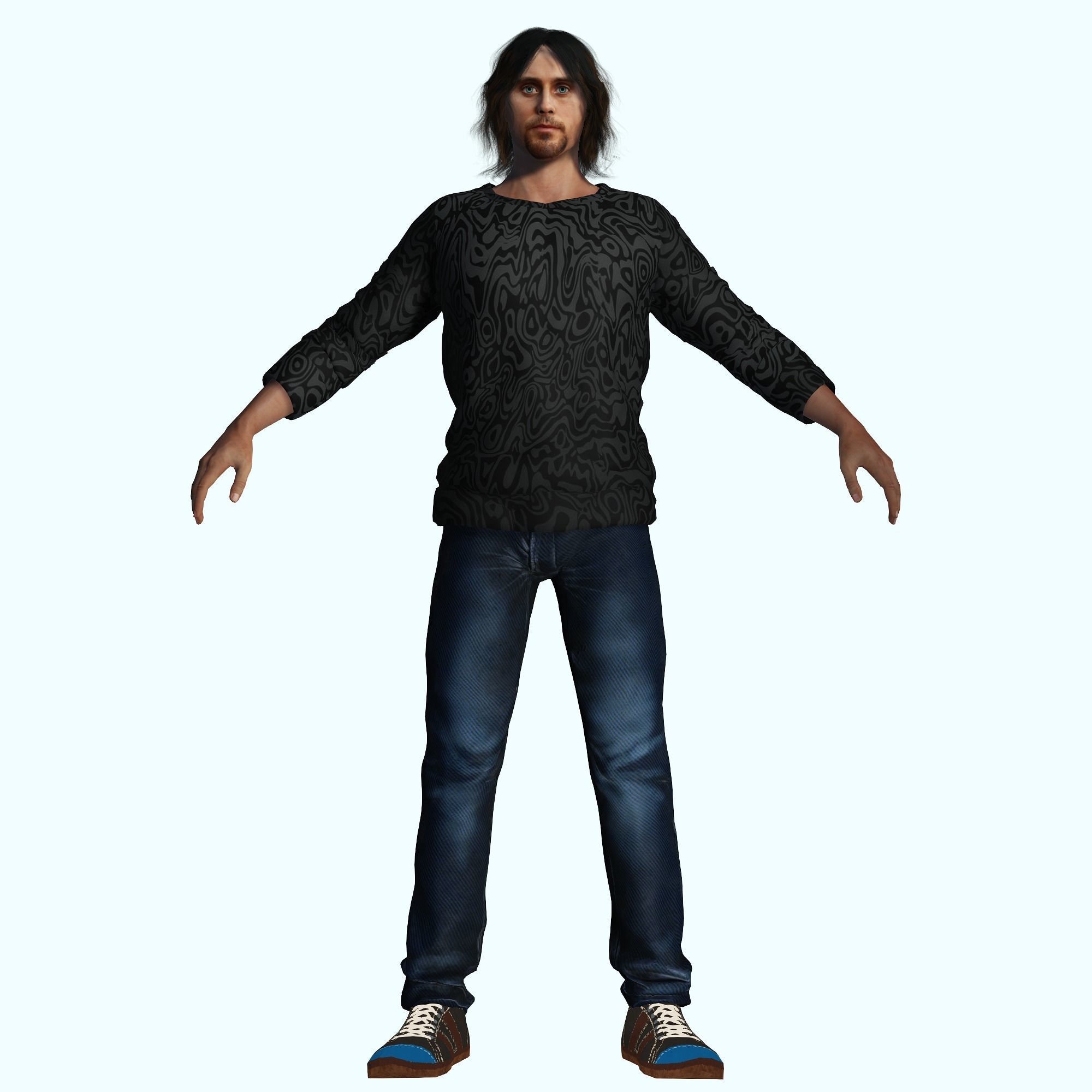 Jared Leto 3D Rigged model ready for animation Low-poly 3D model_2