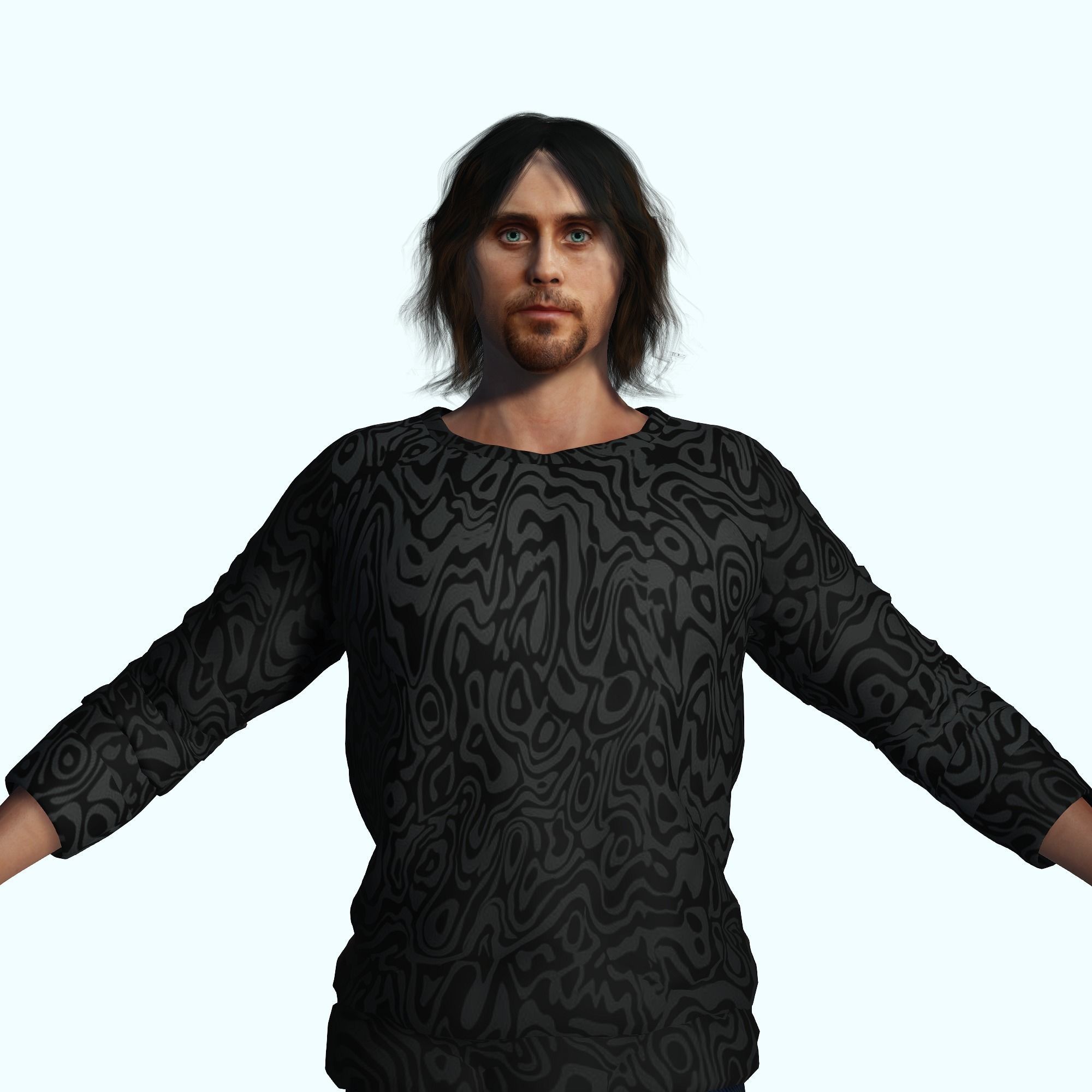 Jared Leto 3D Rigged model ready for animation Low-poly 3D model_6