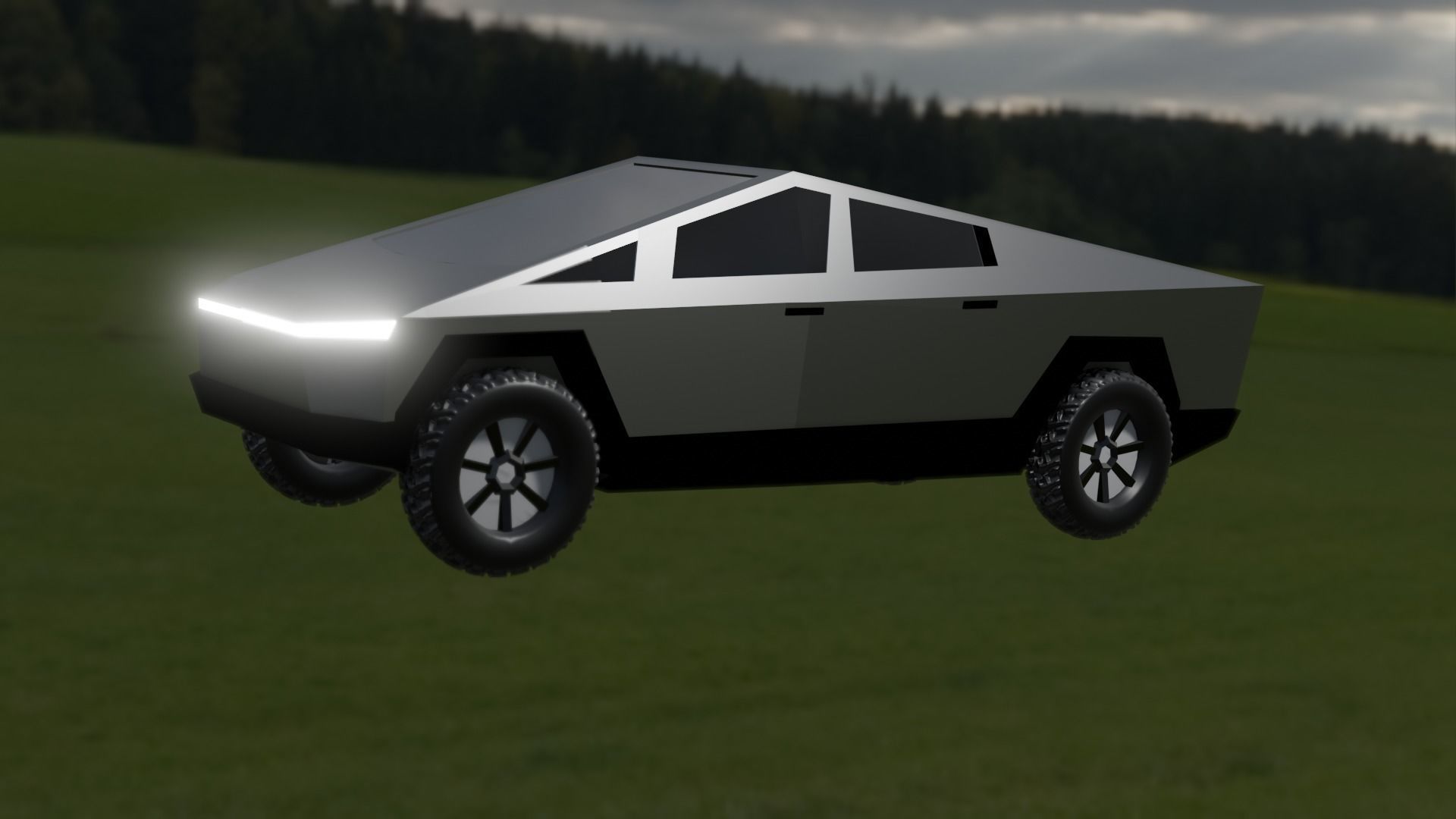 Cyber Truck Low-poly 3D model_3