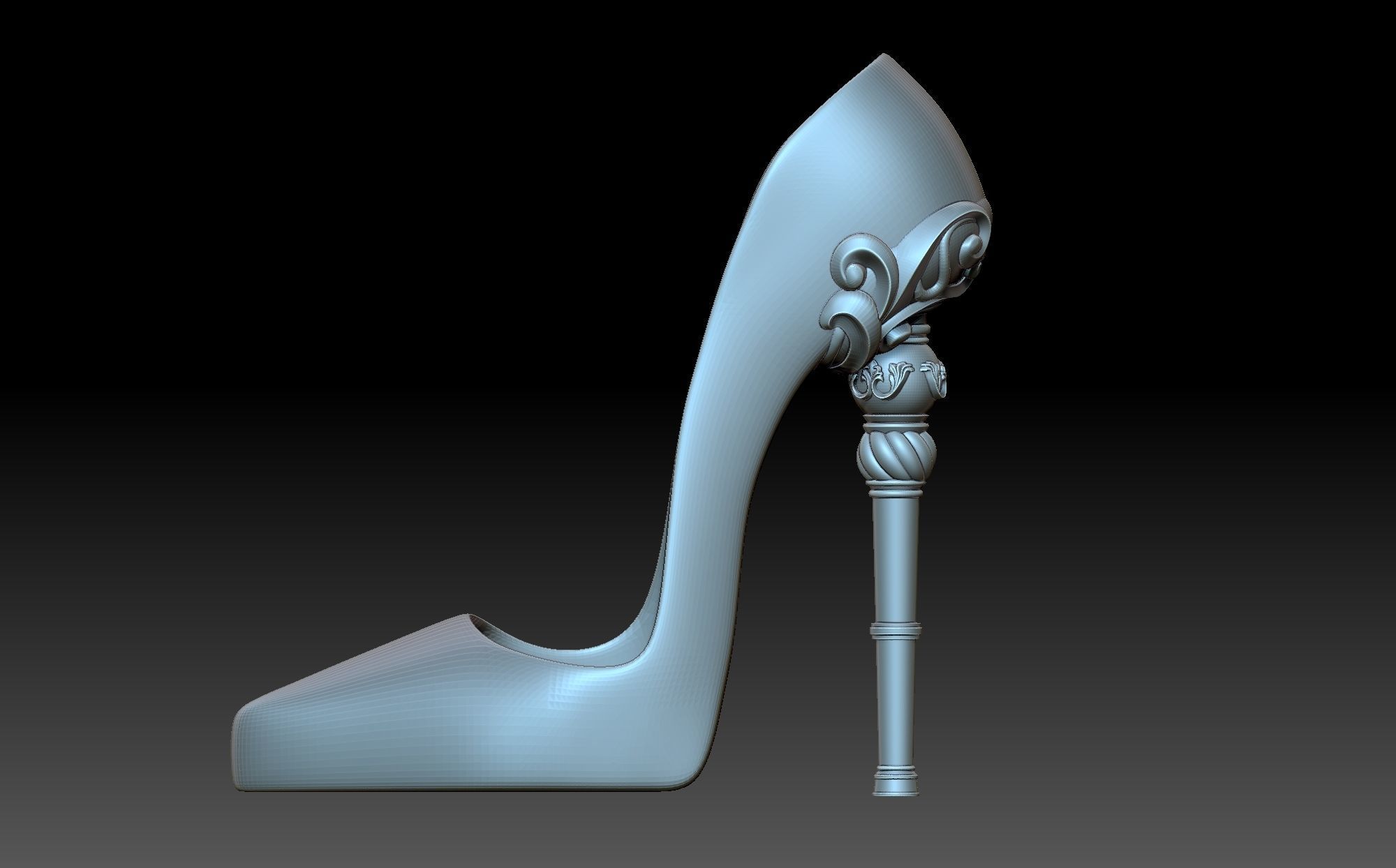 Slipper high heeled shoe 3D print model_4