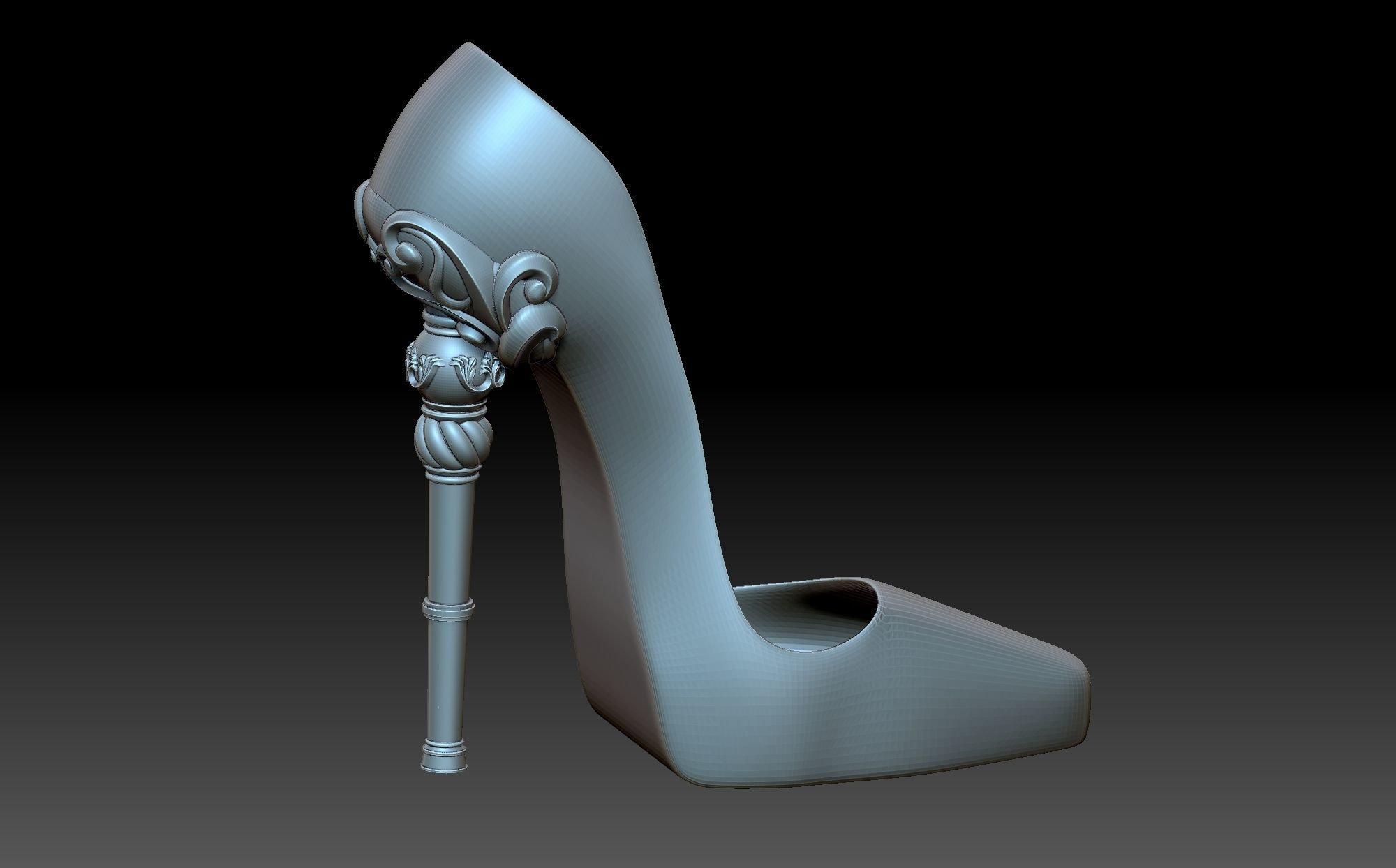 Slipper high heeled shoe 3D print model_7