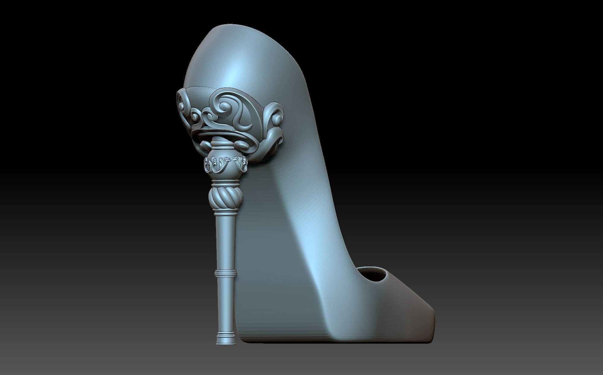 Slipper high heeled shoe 3D print model_1
