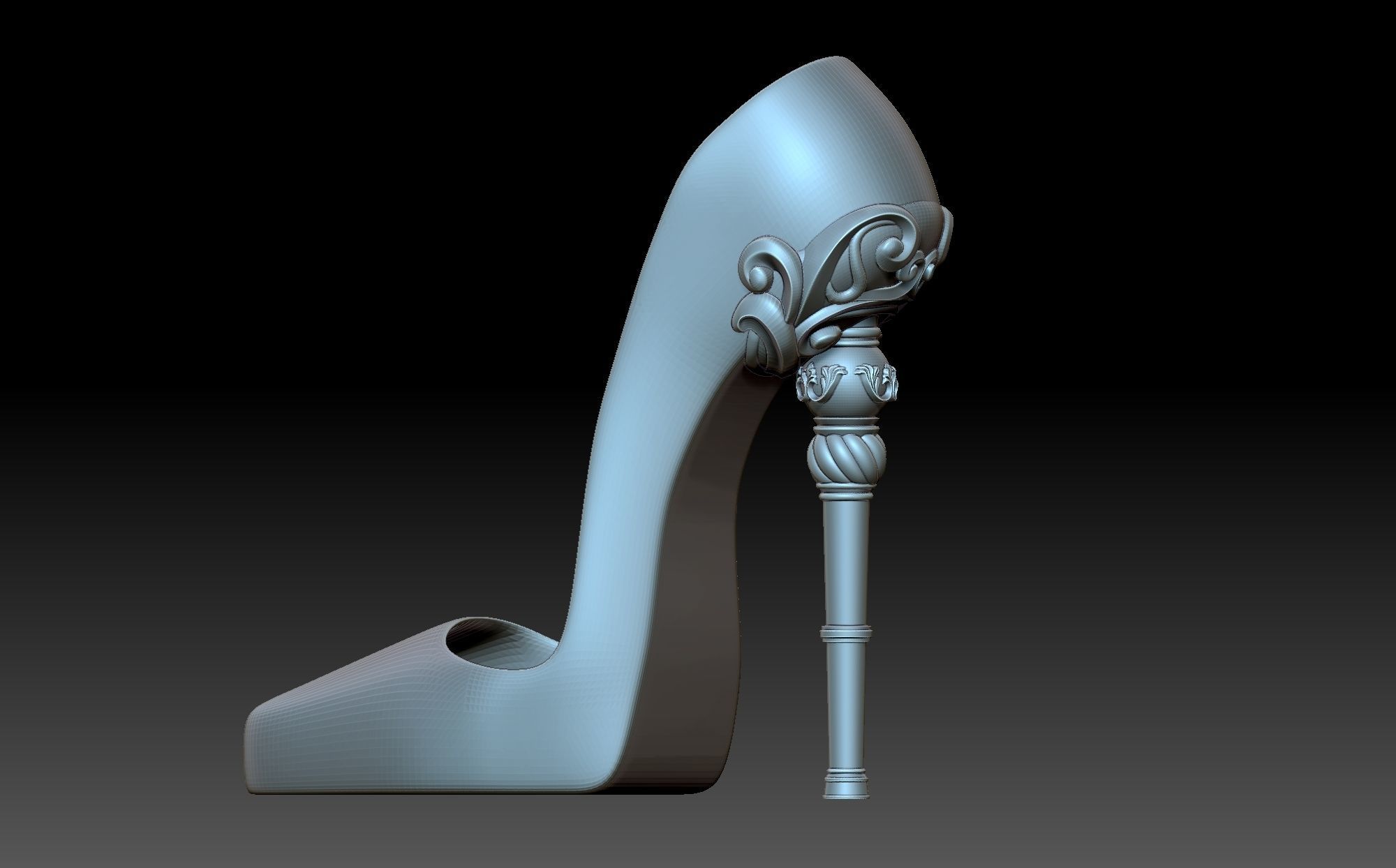 Slipper high heeled shoe 3D print model_3