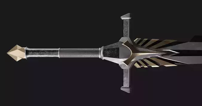 Bastard sword Low-poly 3D model