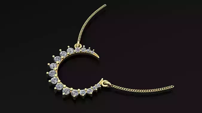 Half moon pendant with diamonds