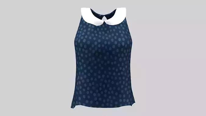 Ladies Summer Spring Peter Pan Collar Sleeveless Short Blouse