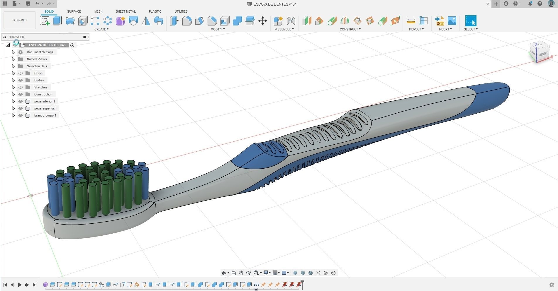 Toothbrush with bristles 3D model_2