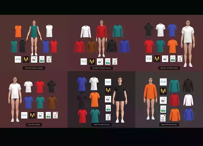 T-SHIRT COLLECTION 6 STYLES- 36 COLORWAY 