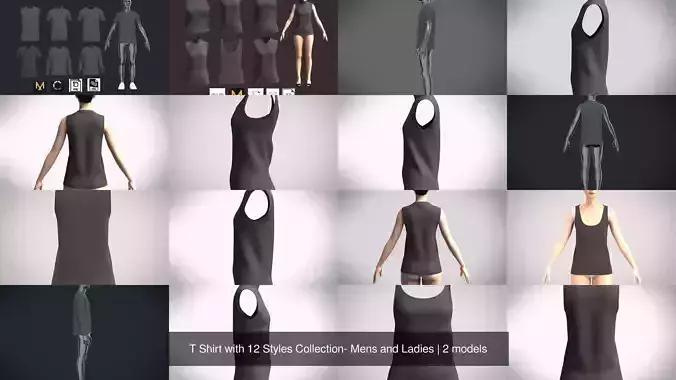 T Shirt with 12 Styles Collection- Mens and Ladies