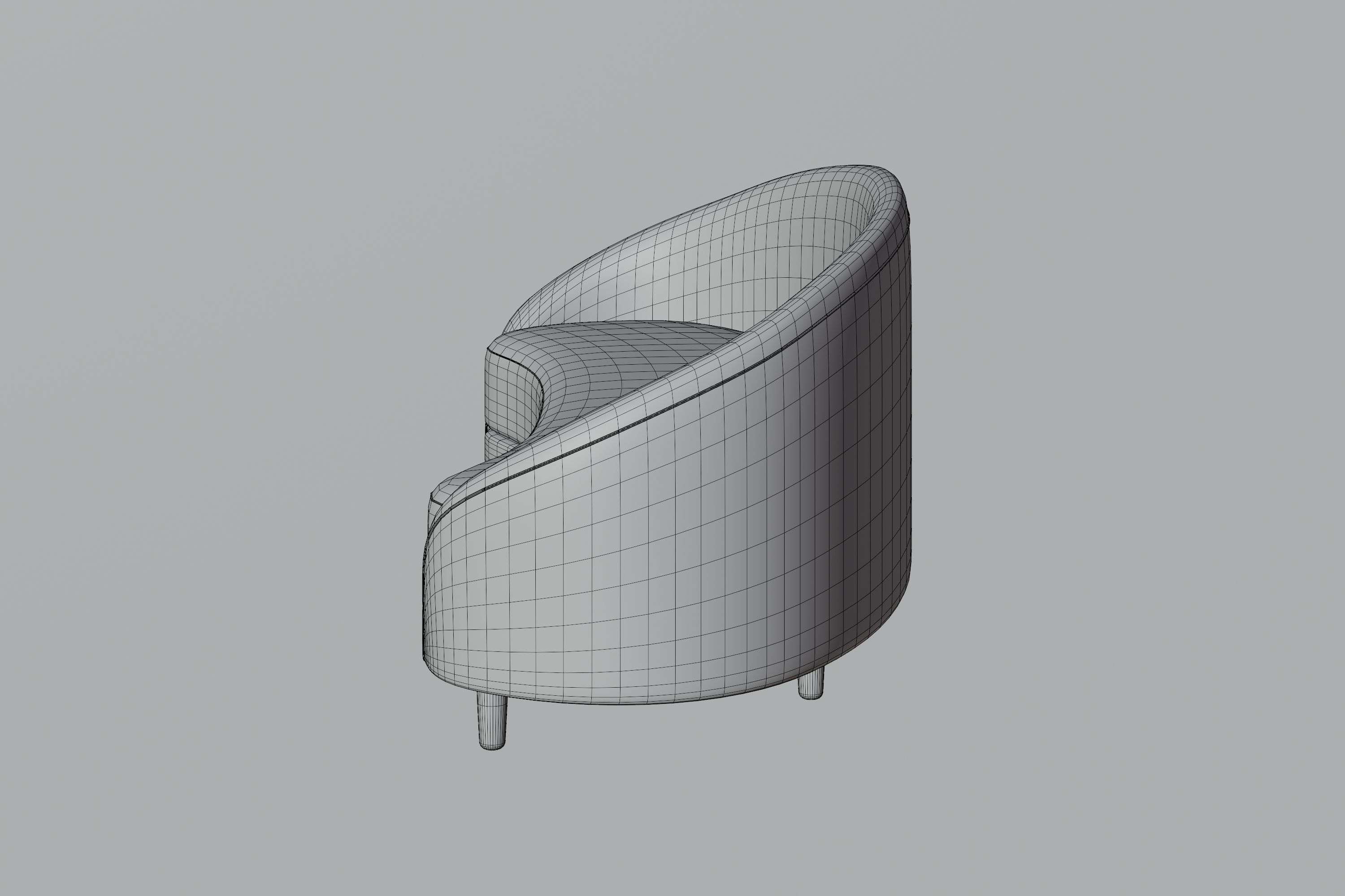 White Sofa Low-poly 3D model_14