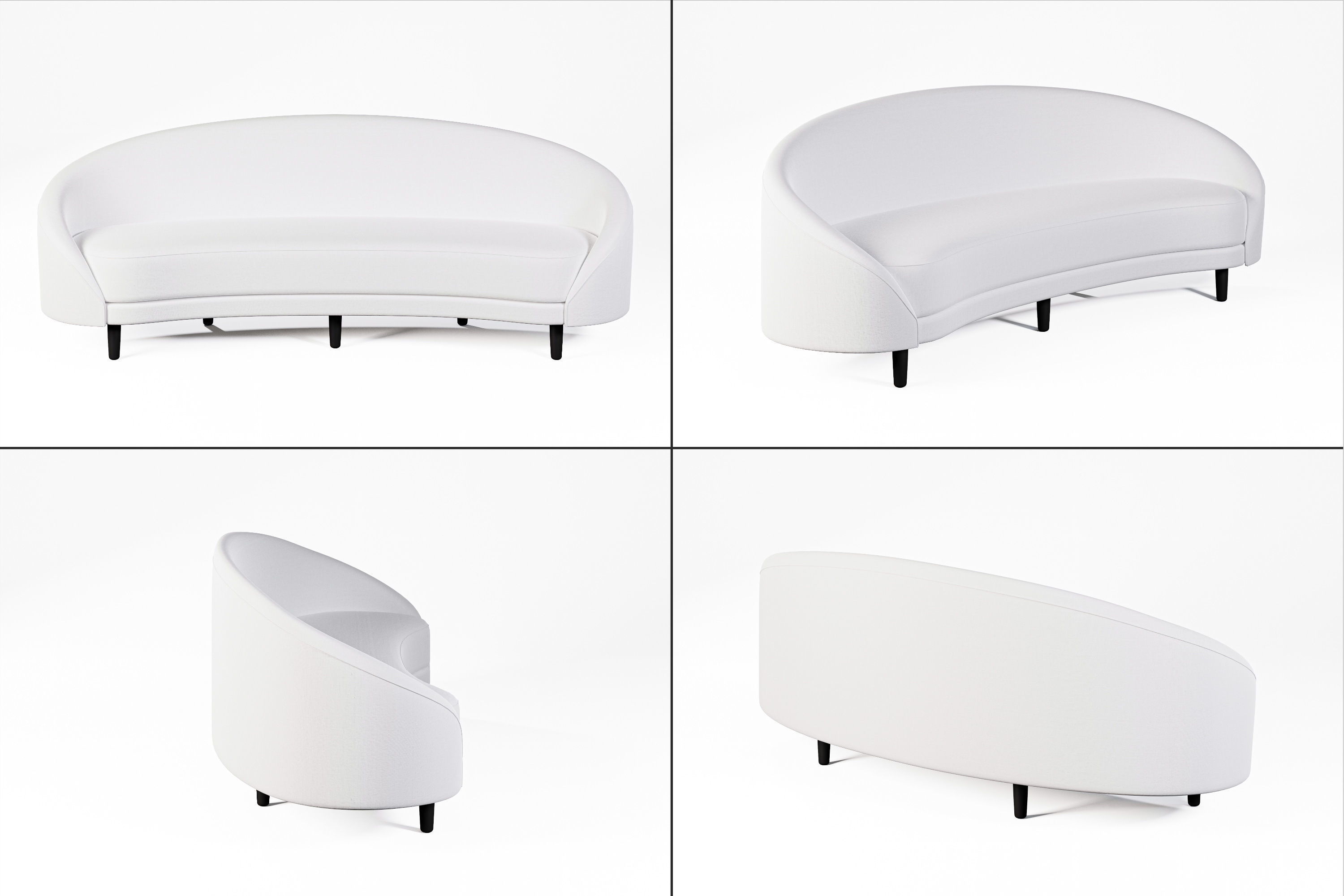 White Sofa Low-poly 3D model_1