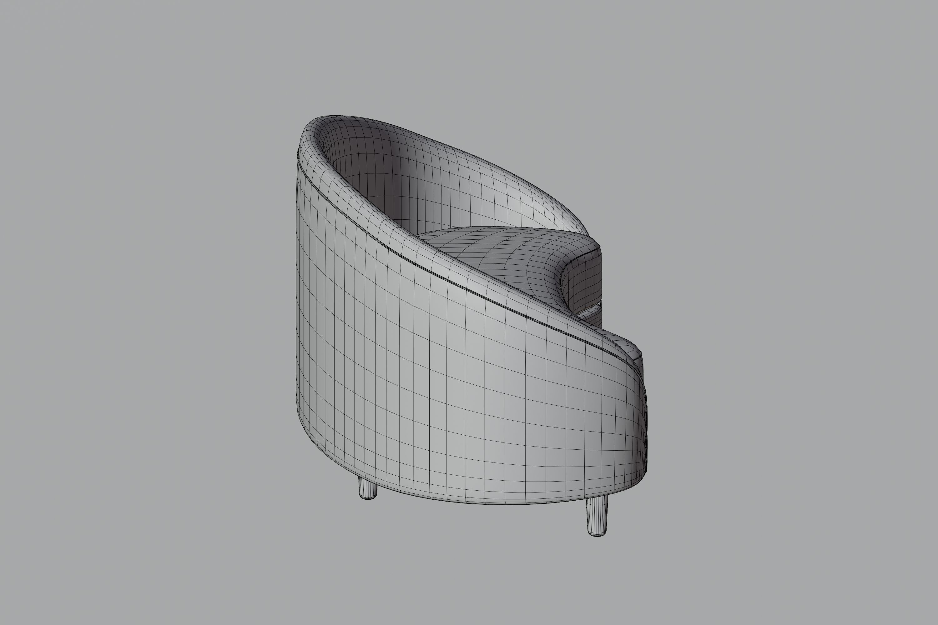 White Sofa Low-poly 3D model_6