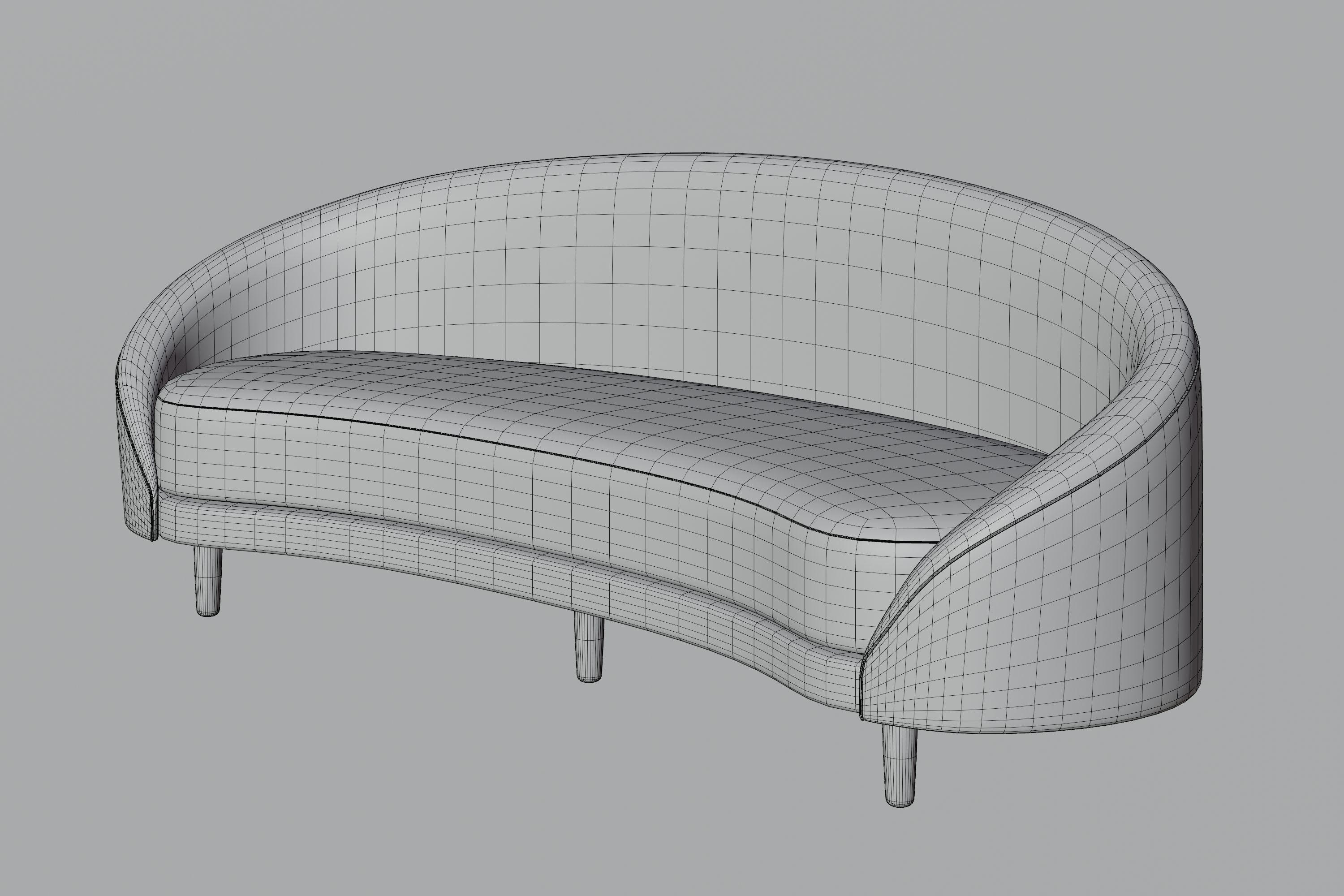 White Sofa Low-poly 3D model_16