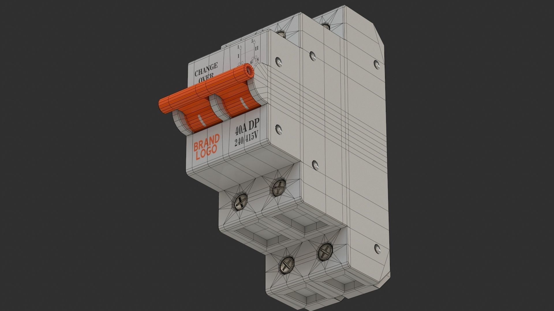 Residual Current Device - Changeover Switch Low-poly 3D model_18