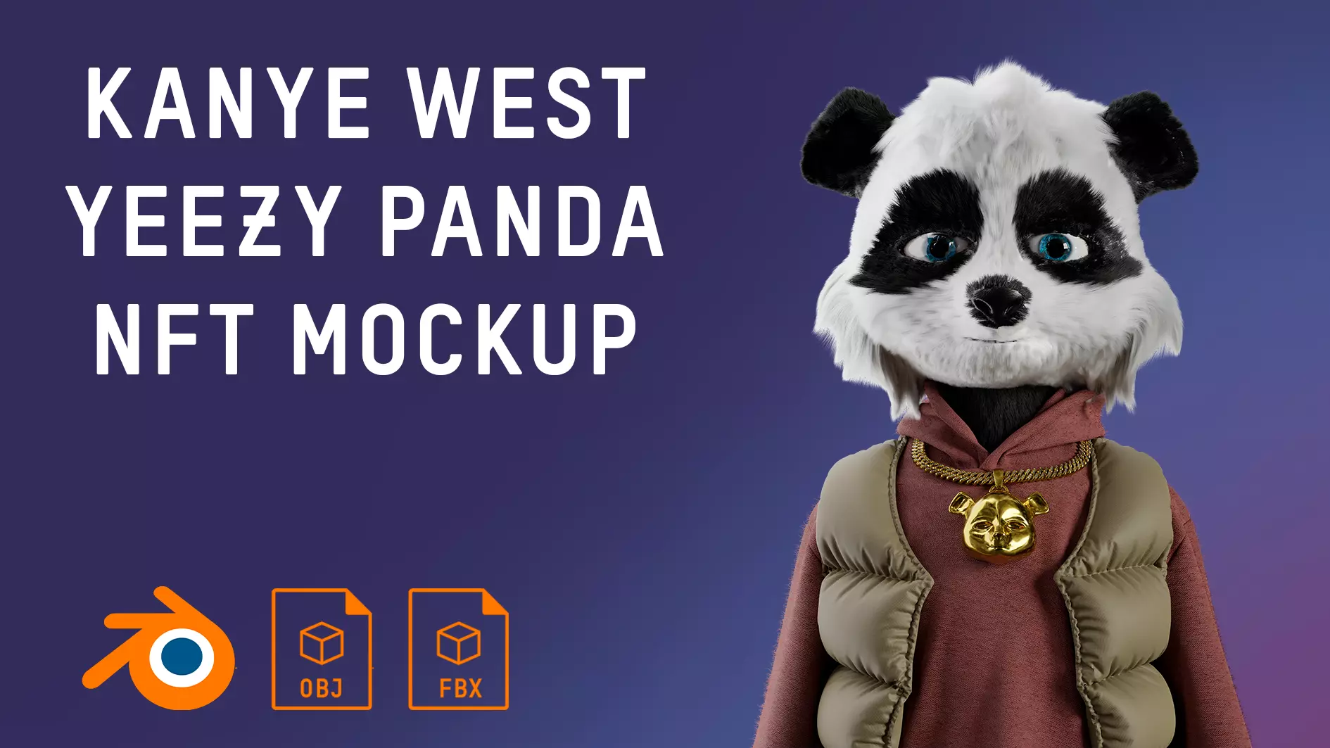 KANYE WEST PANDA 3D NFT MOCKUP 3D model_0