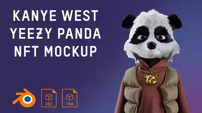 KANYE WEST PANDA 3D NFT MOCKUP