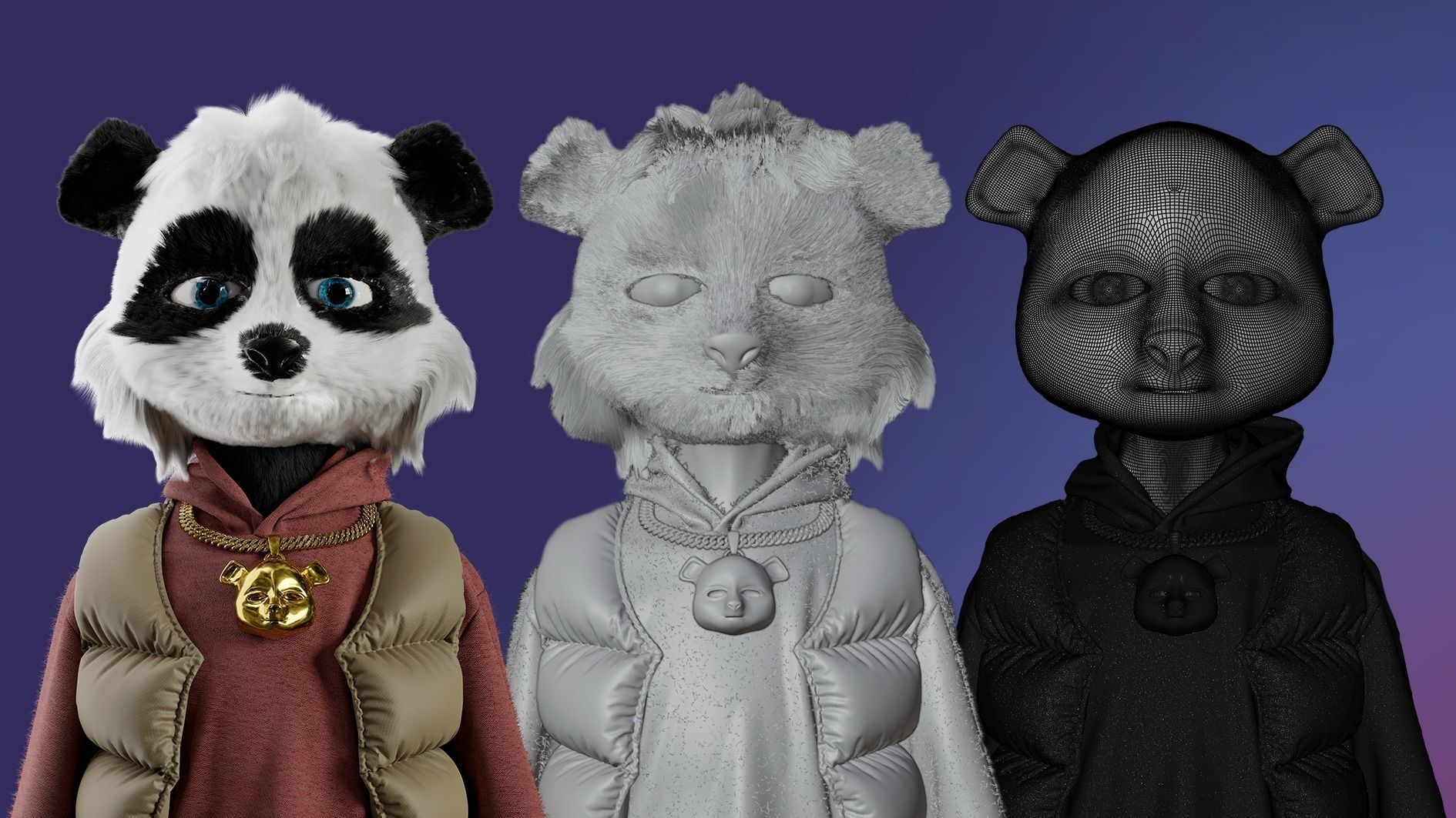 KANYE WEST PANDA 3D NFT MOCKUP 3D model_1