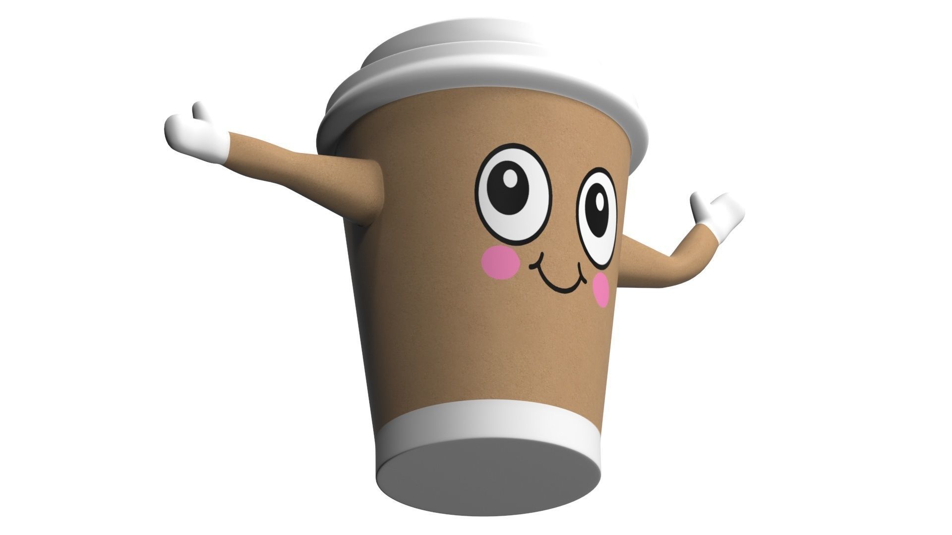 Coffee Cup Cartoon Character 3D model_11