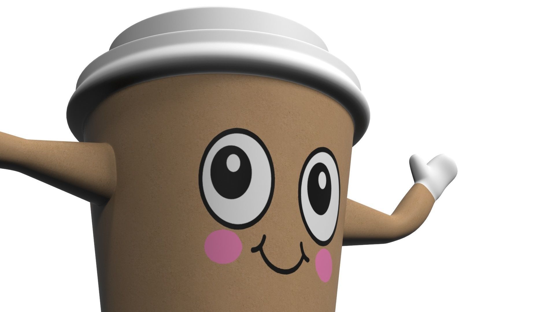 Coffee Cup Cartoon Character 3D model_3