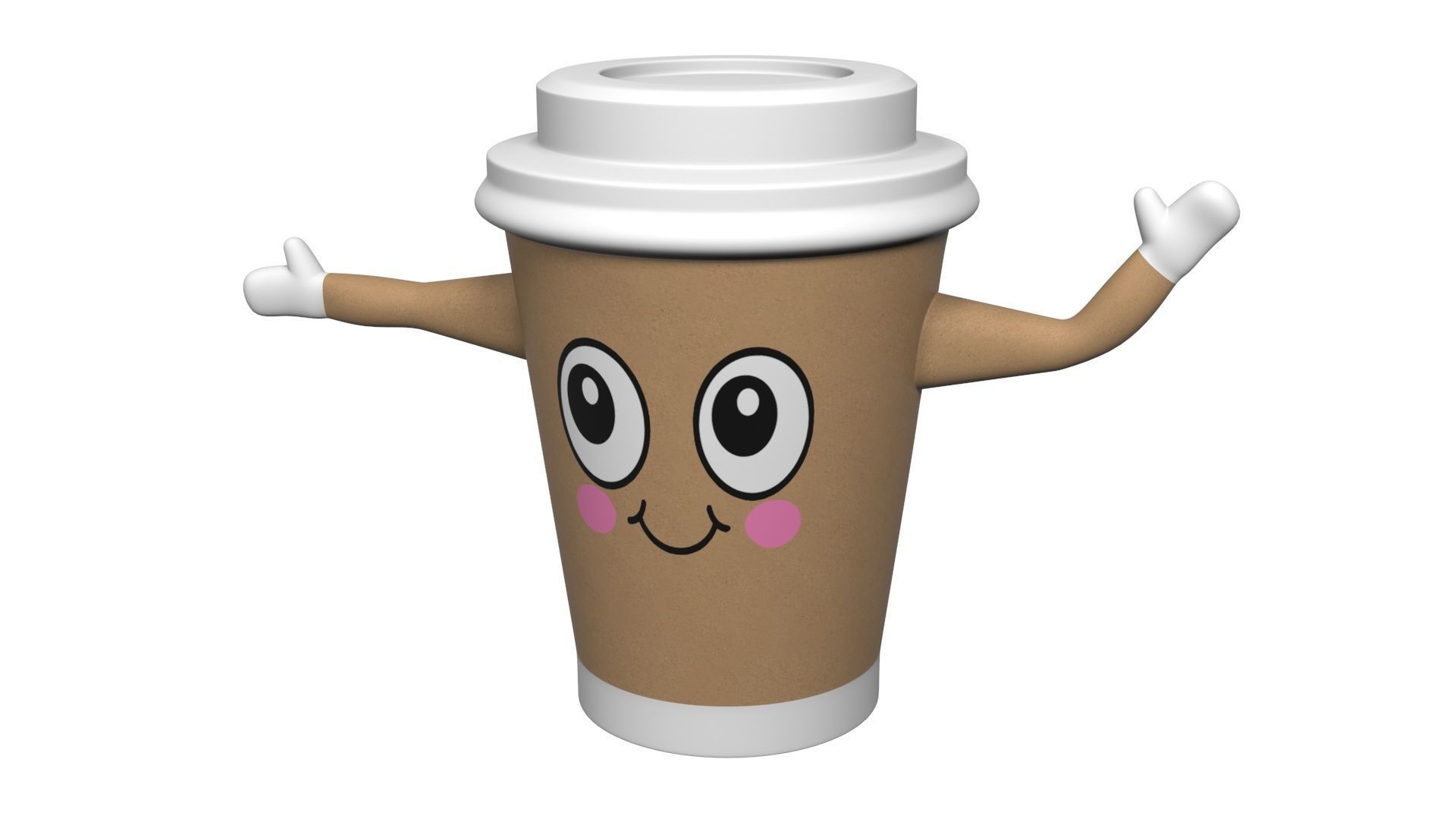 Coffee Cup Cartoon Character 3D model_4