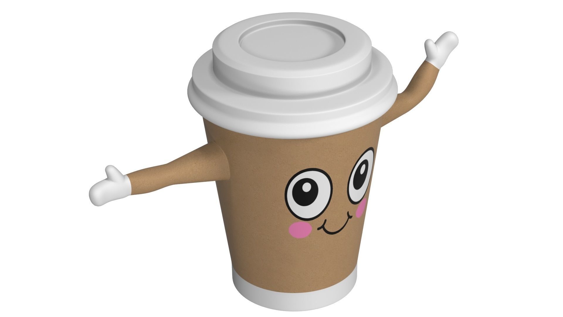 Coffee Cup Cartoon Character 3D model_10