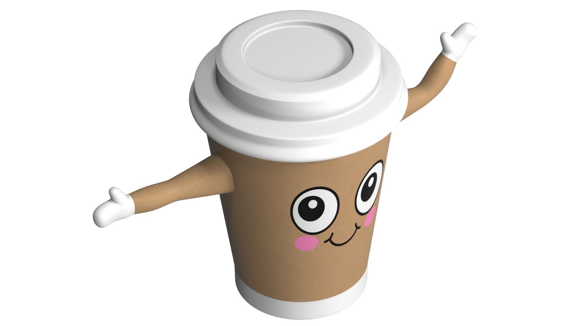 Coffee Cup Cartoon Character 3D model_12