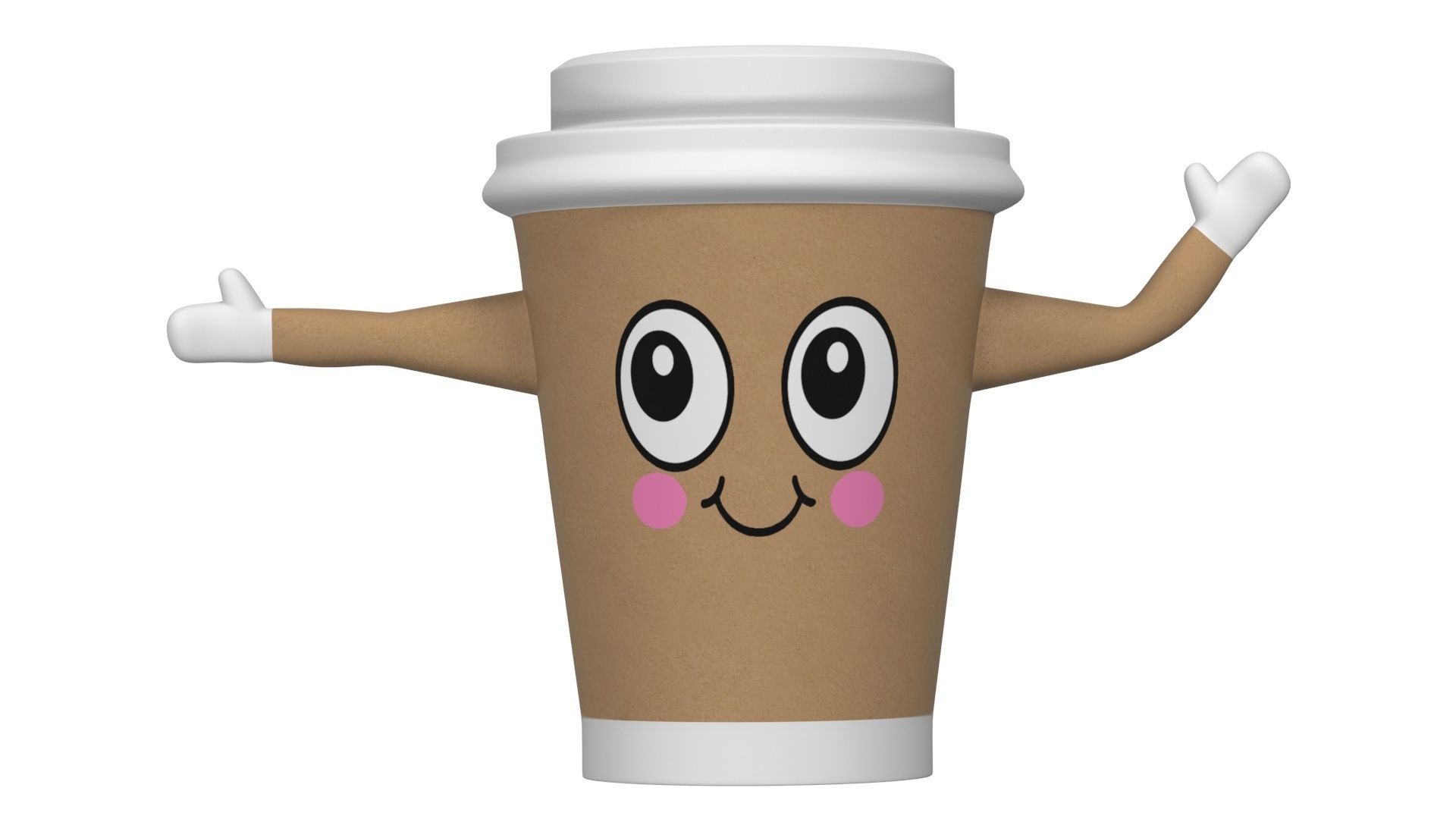 Coffee Cup Cartoon Character 3D model_9