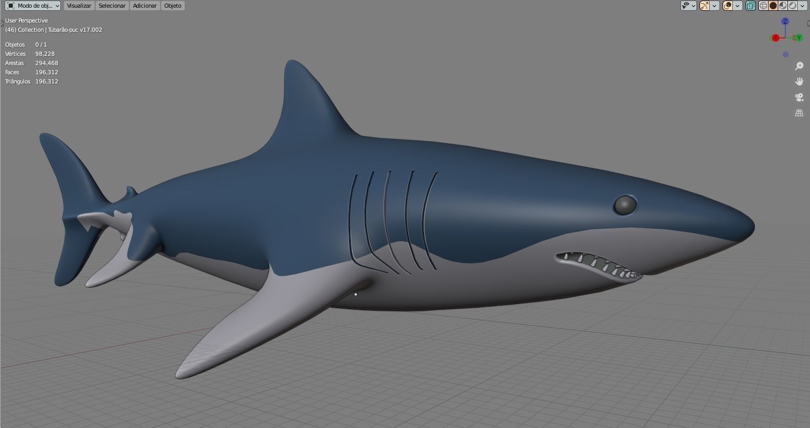 Shark swimming in ocean 3D model_6