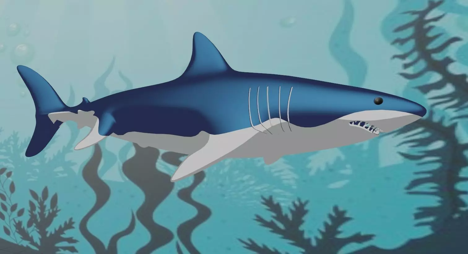 Shark swimming in ocean 3D model_0