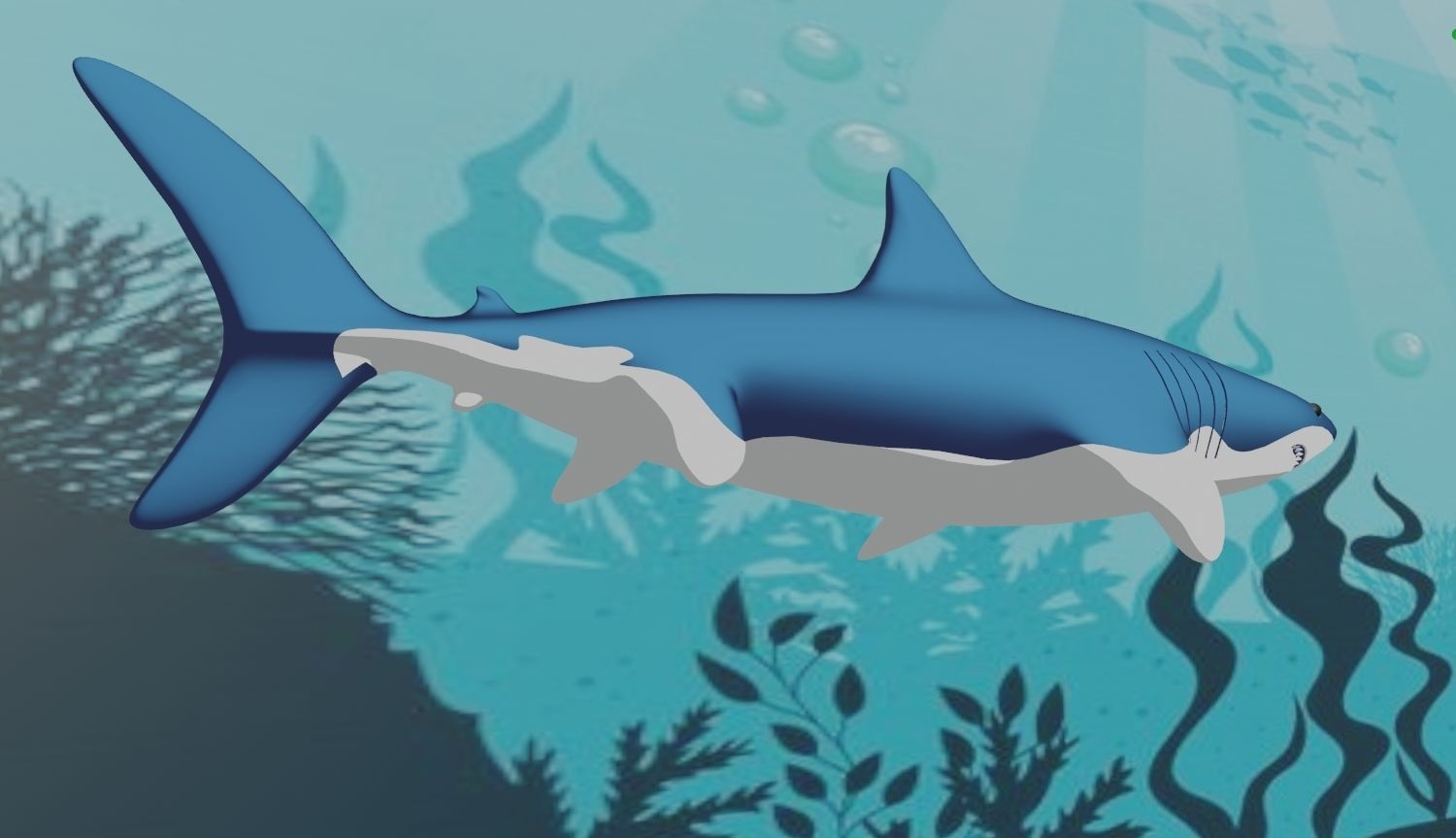 Shark swimming in ocean 3D model_5