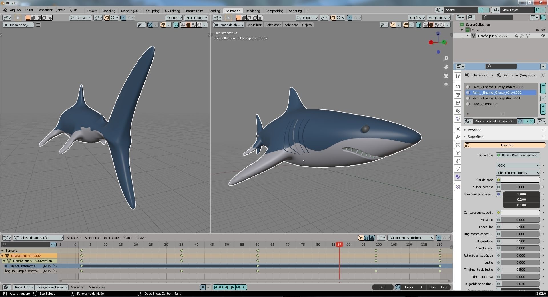 Shark swimming in ocean 3D model_2