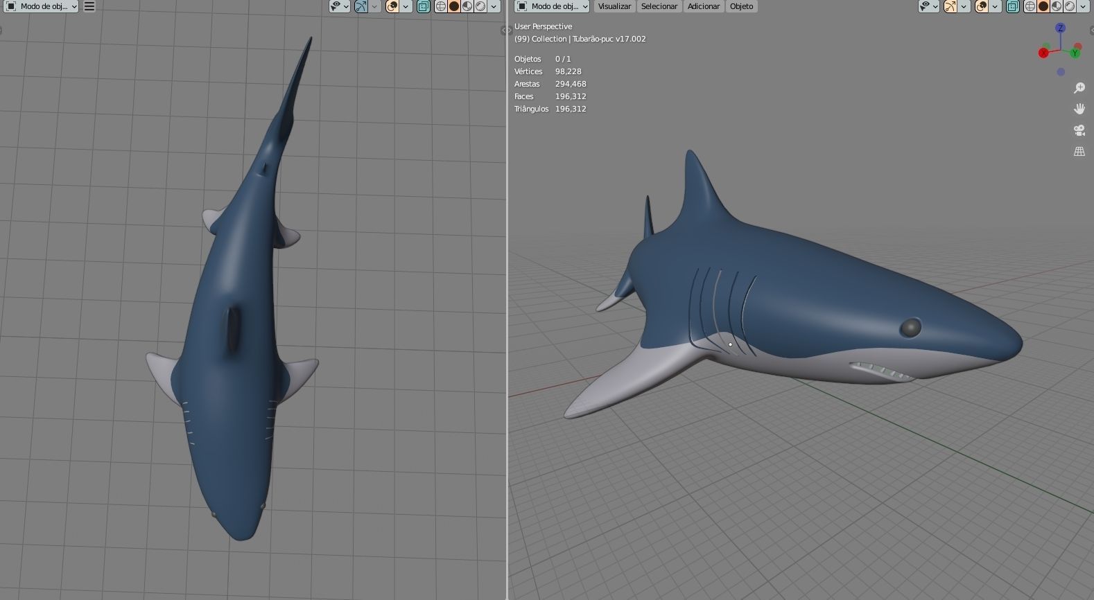 Shark swimming in ocean 3D model_3