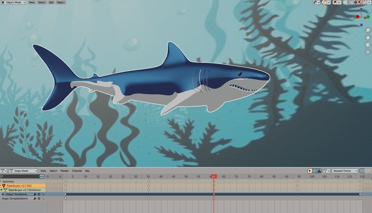 Shark swimming in ocean 3D model_1