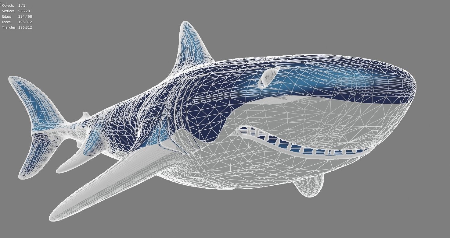 Shark swimming in ocean 3D model_7