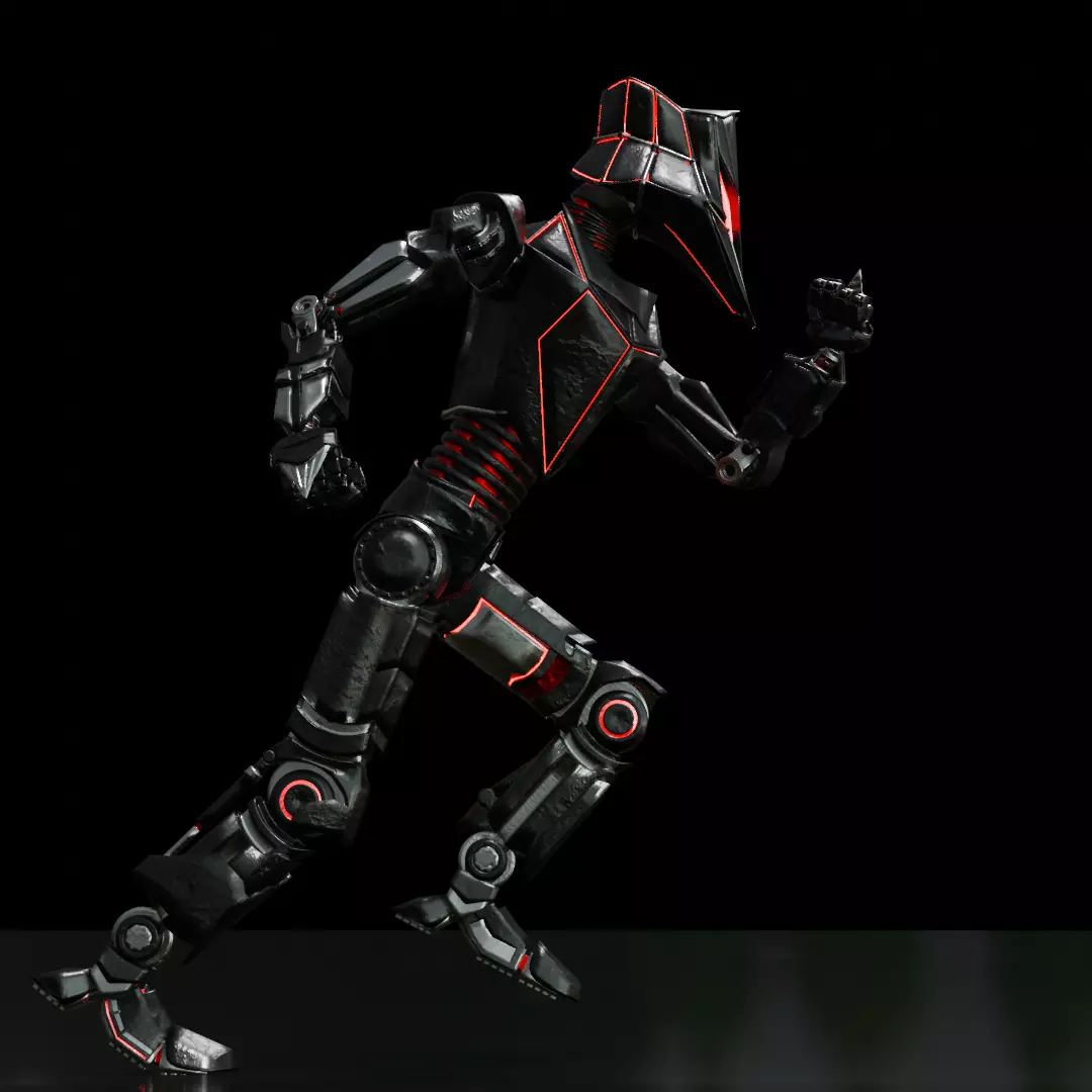 Sci-Fi Red Robot 3D model_0