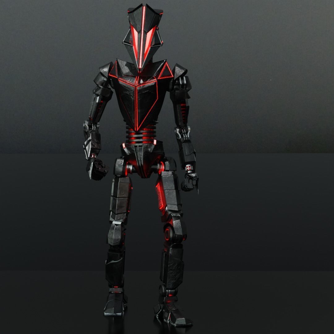 Sci-Fi Red Robot 3D model_3