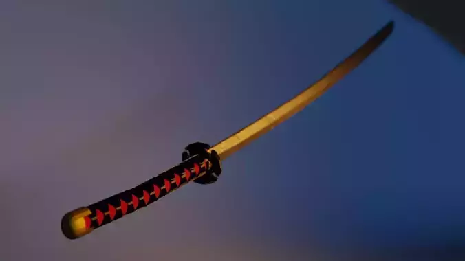 Katana Low poly samurai sword Free low-poly 3D model