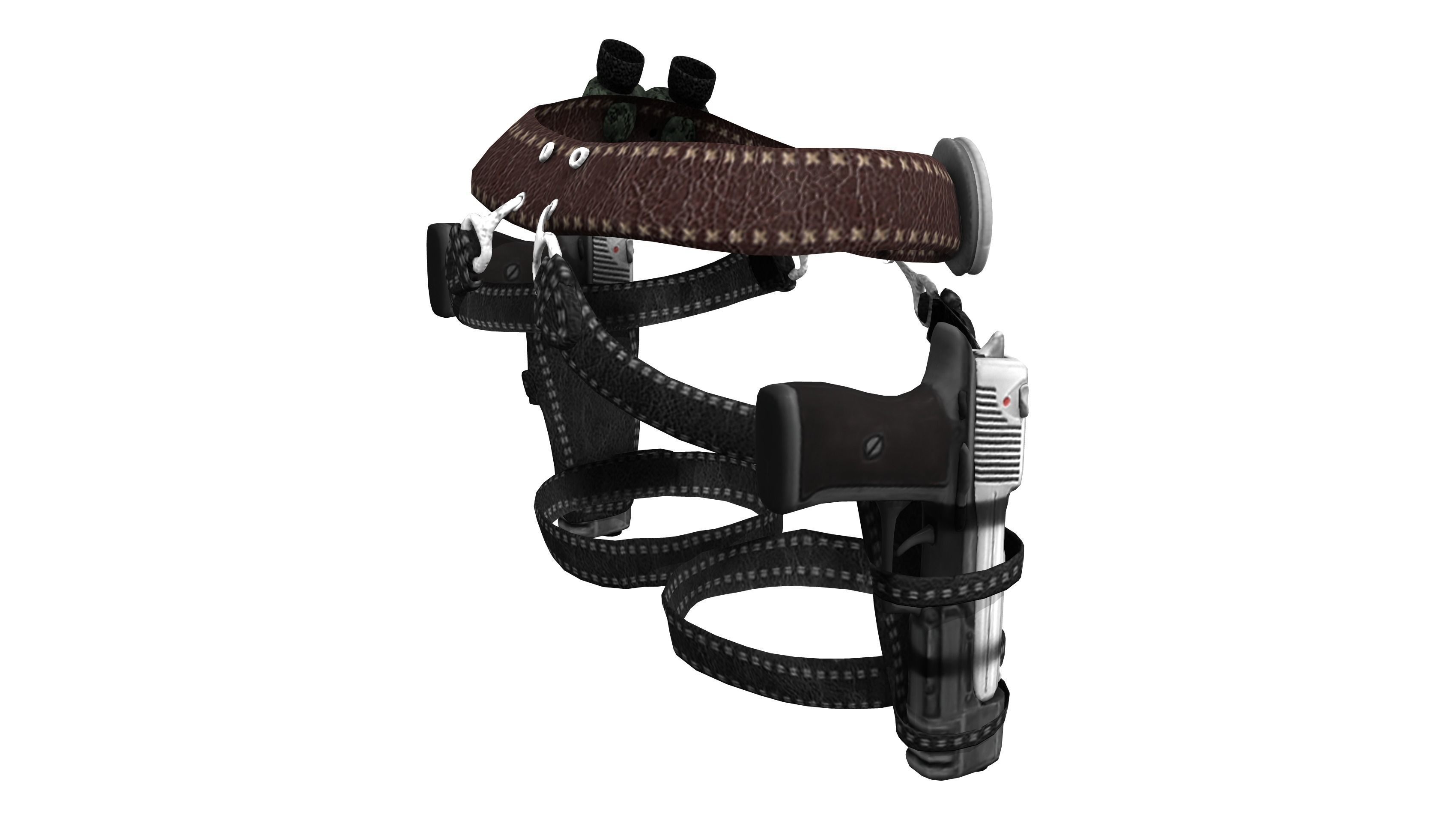 Combat Girl Belt Gun and Holster Set Low-poly 3D model_5
